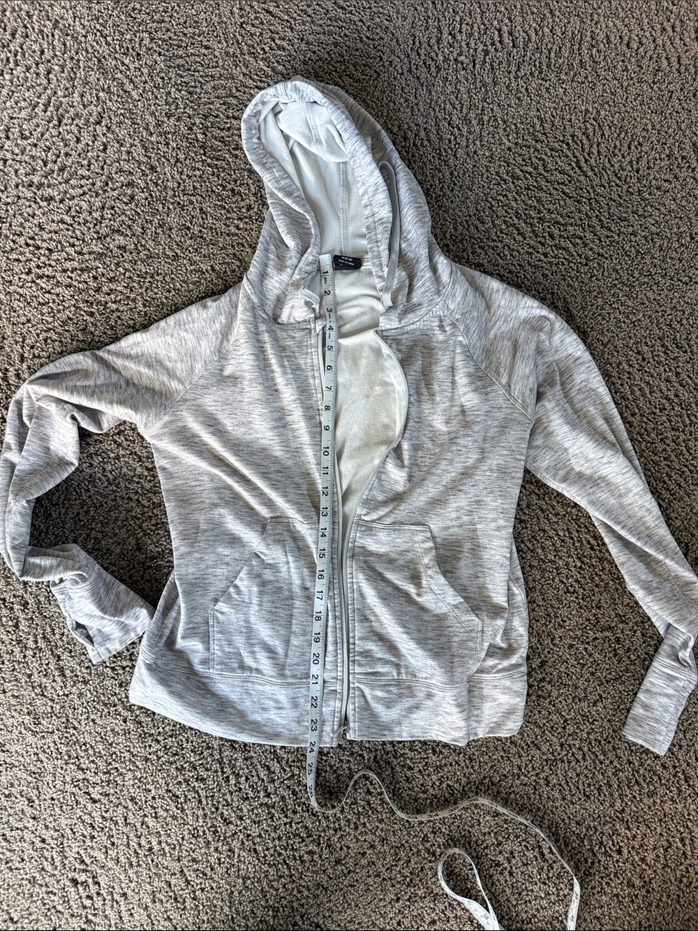 Athletic Works Light Gray Heather Zip Hoodie with Neon Pink Accent
